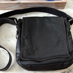 Black Leather Men's Crossbody Bag